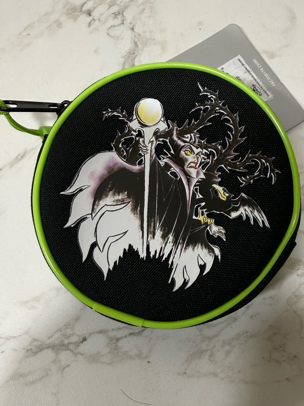 Disney Malificant Coin Bag in Black with Neon Green Trim